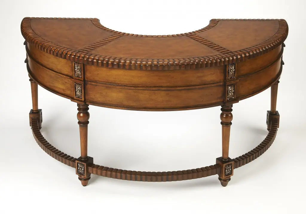 Elegant 60'' Dark Brown Kidney Writing Executive Desk
