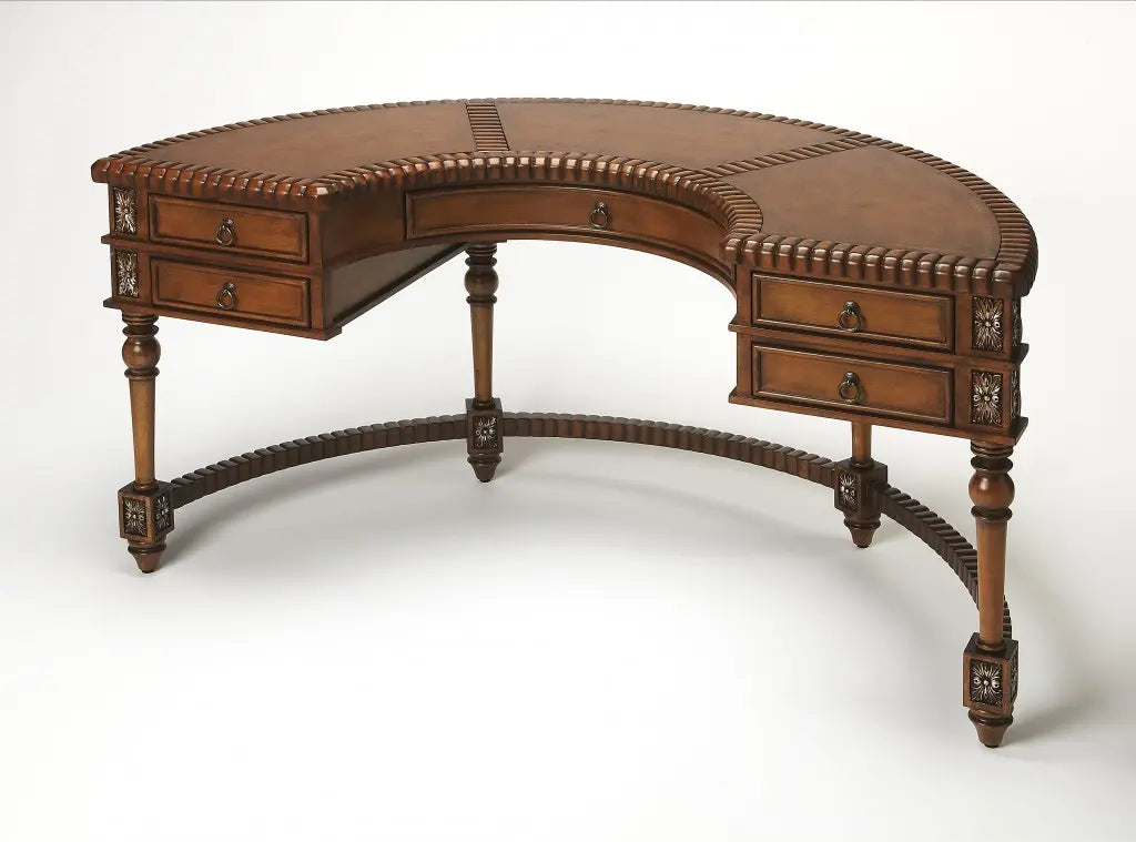 Elegant 60'' Dark Brown Kidney Writing Executive Desk