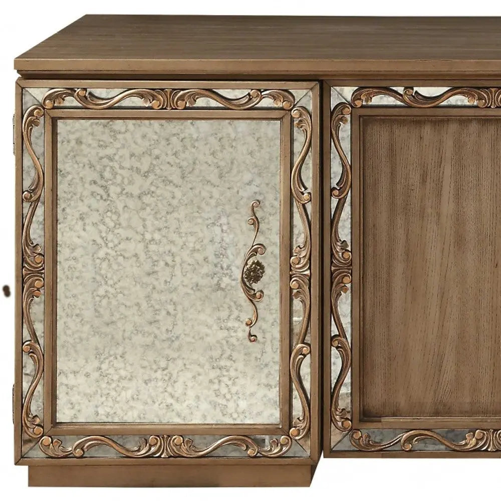 Elegant 32" Brown Executive Desk with Two Cabinets