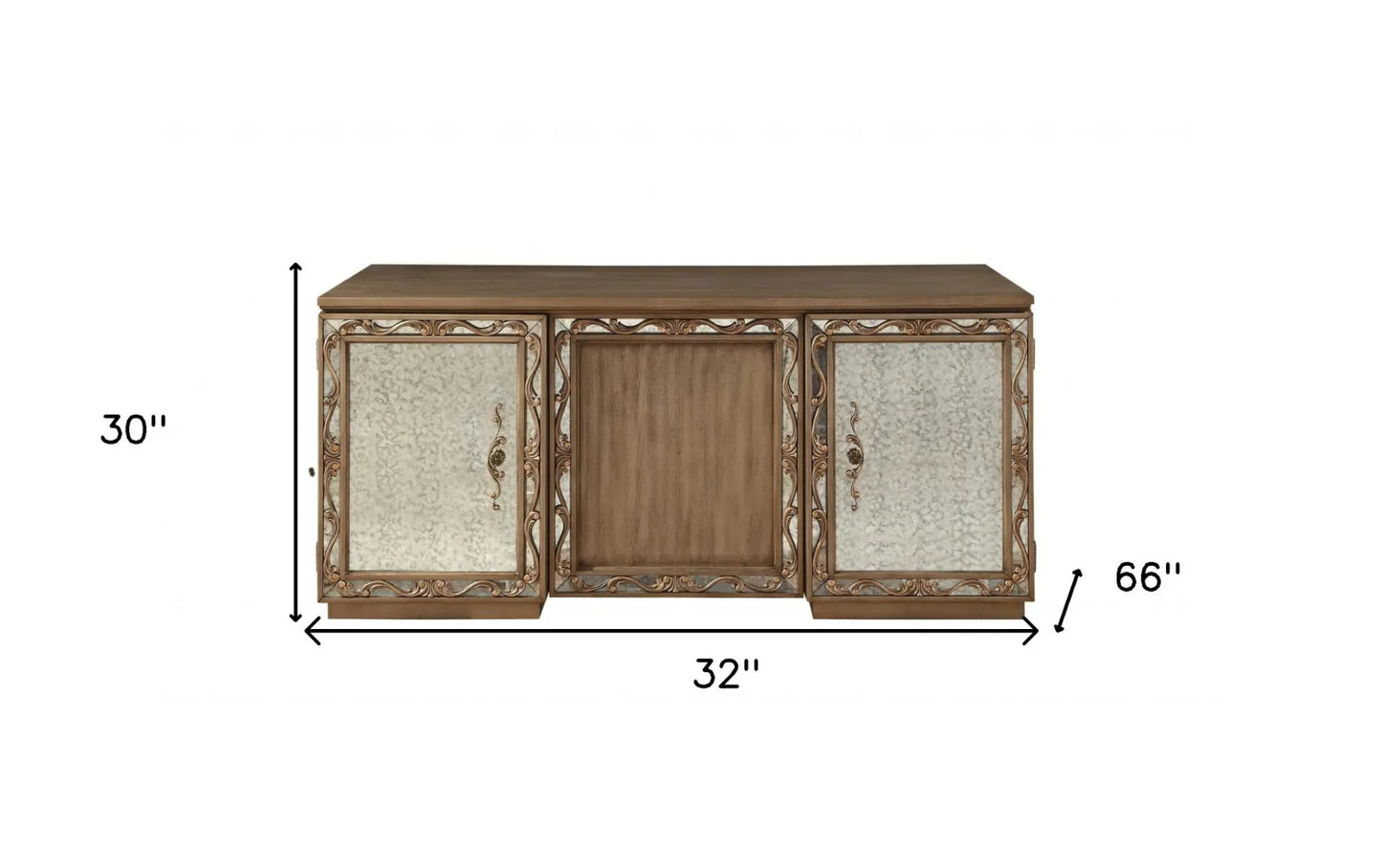 Elegant 32" Brown Executive Desk with Two Cabinets