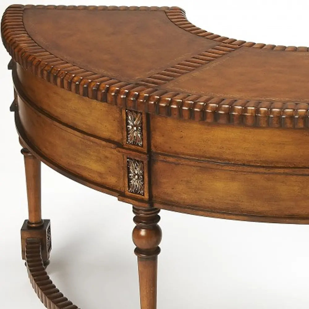 Elegant 60'' Dark Brown Kidney Writing Executive Desk