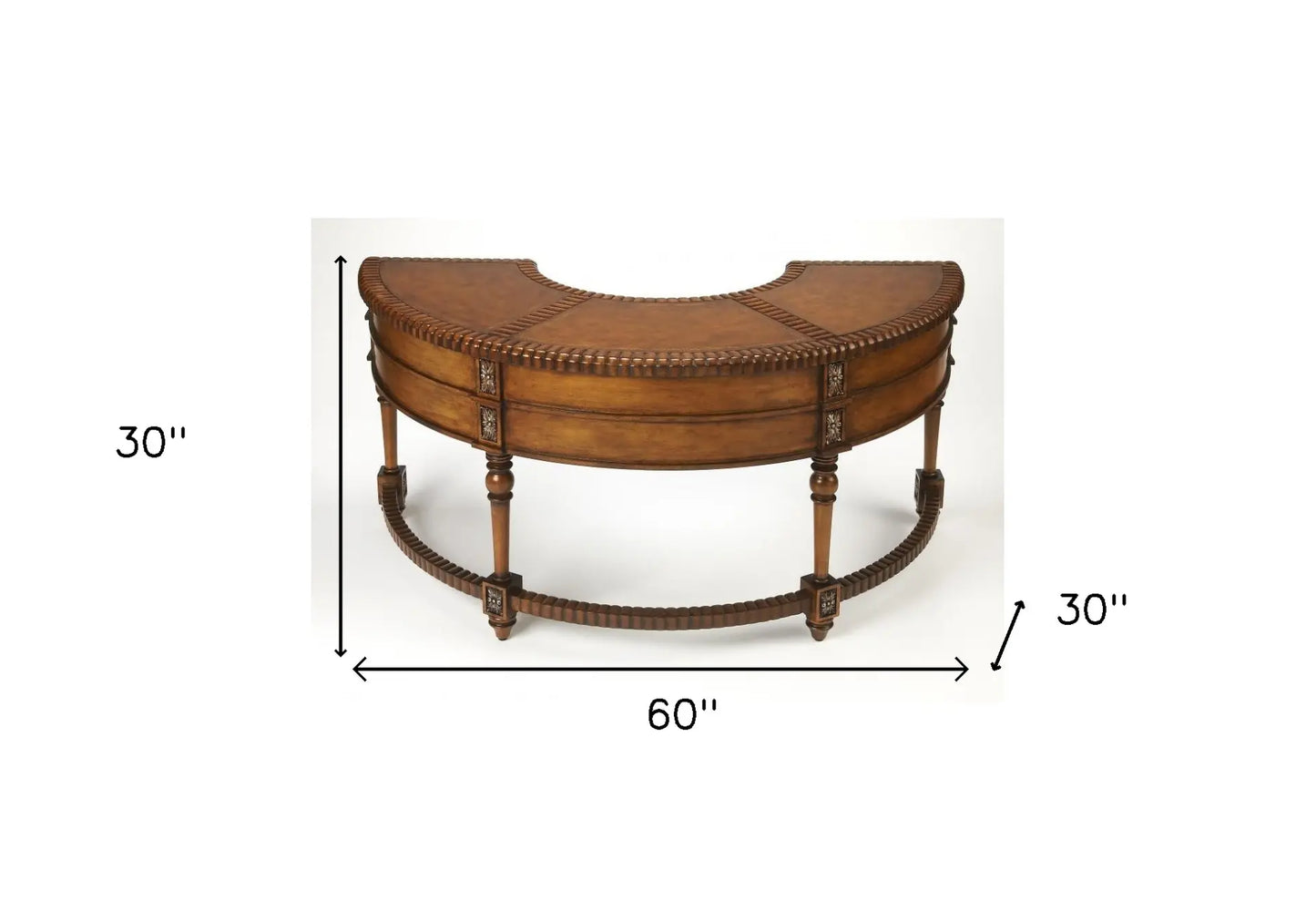 Elegant 60'' Dark Brown Kidney Writing Executive Desk