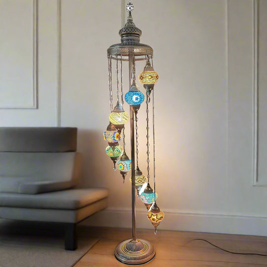 Multicolor Mert 9 Globe Turkish Floor Lamp