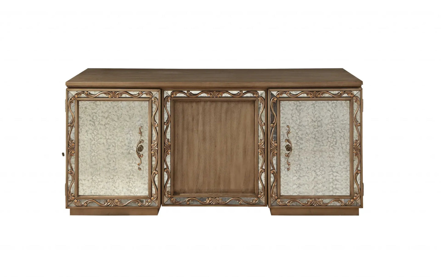 Elegant 32" Brown Executive Desk with Two Cabinets