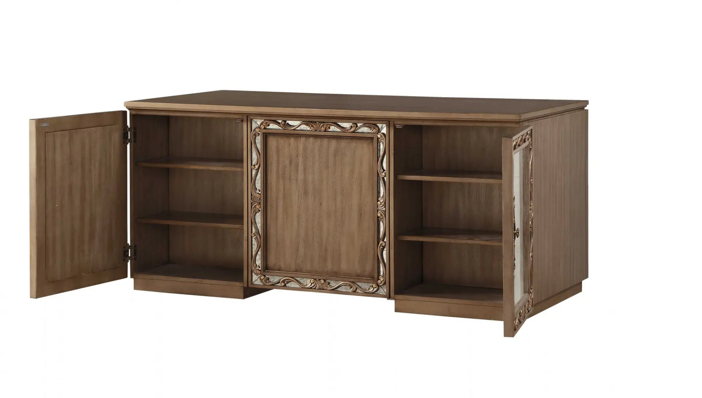 Elegant 32" Brown Executive Desk with Two Cabinets