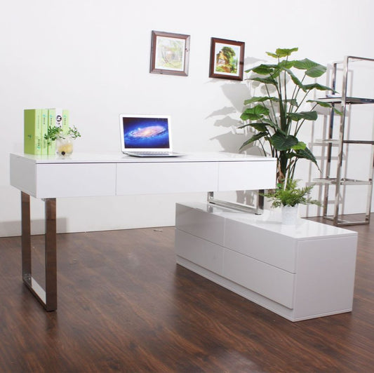 KD12 Modern Office Executive Desk in Matte White