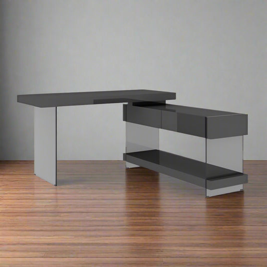 Grey Cloud Modern Executive Desk in High Gloss